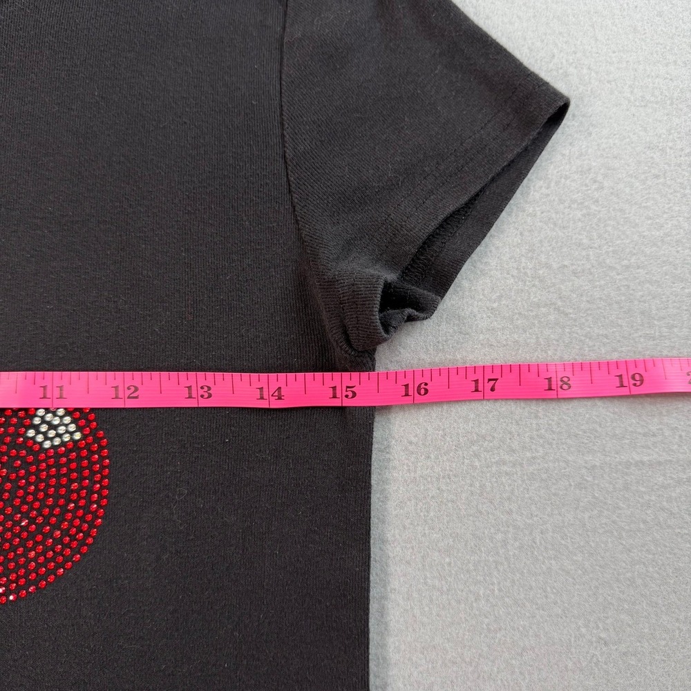 Black Cherry Rhinestone Graphic Y2K Baby Tee Womens Medium Coquette Soft Girl - Picture 5 of 9